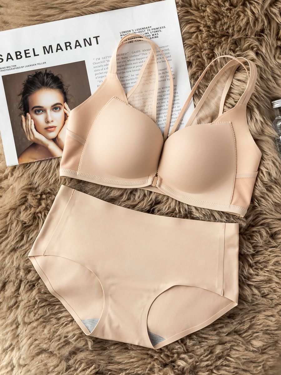 Sexy hebilla frontal ropa interior inalámbrica belleza de las mujeres espalda pequeño pecho push up soporte superior pecho grande sujetador traje 6336