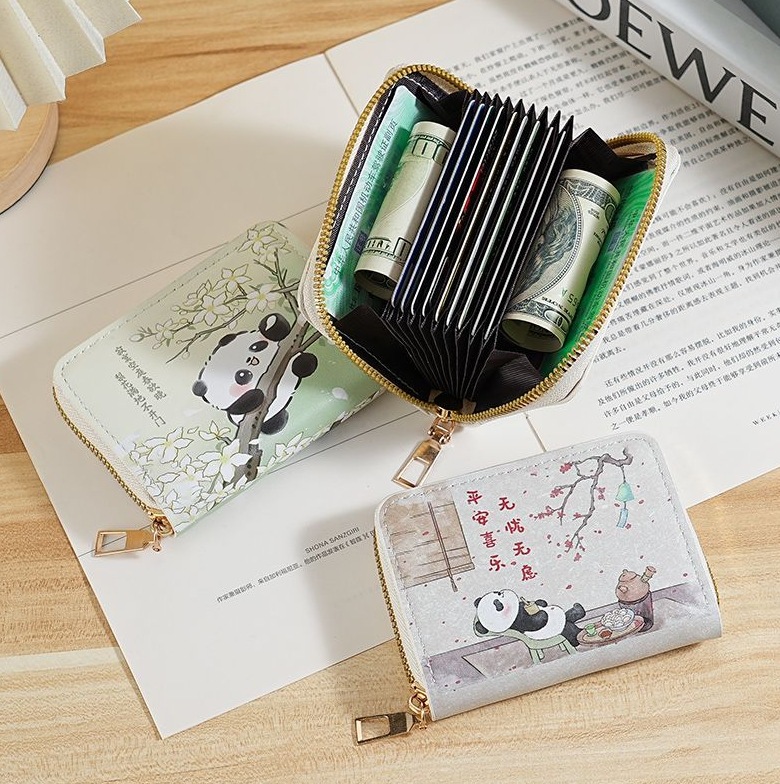 2024新款熊猫卡通印花零钱包卡包证件包收纳卡包多卡位银行卡卡套