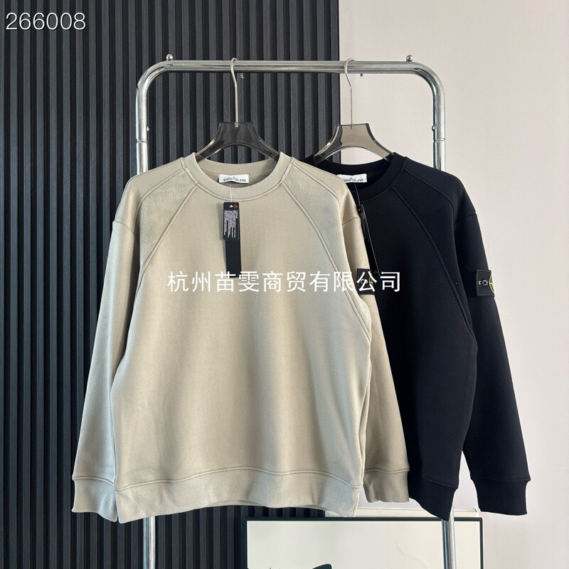 Cross-Border Stone Island Round-Neck Fleece-Lined Thick Warm Sweatshirt Wholesale 13-Line Trendy Brand Island