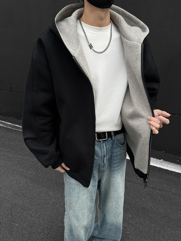 アメリカの重いポンドのカーディガンの男性のファッションブランドのカジュアルな怠惰な風のごろつきのかっこいいコートのcleanfitの郭形のパーカー|undefined