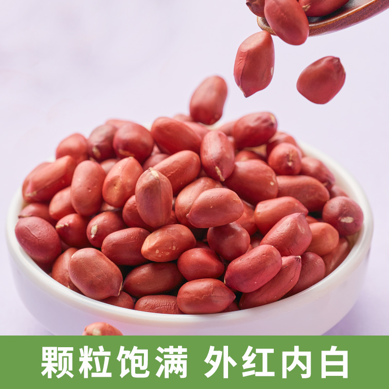 有机红衣花生米400g新鲜四粒红皮花生仁生不带壳五谷杂粮粗粮K