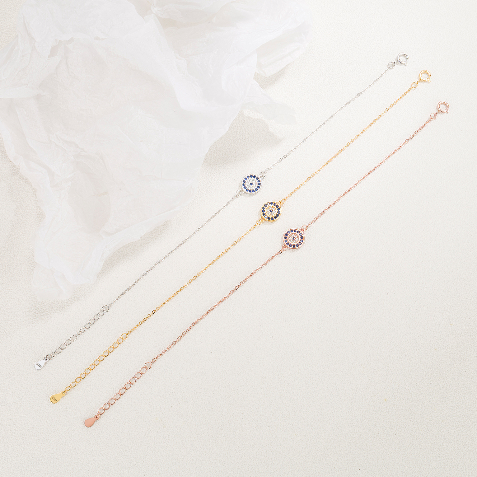1g Weight 925 Sterling Silver Pendant Material 925 Sterling Silver Cable Chain Bracelets Elegant Lady Solid Color
