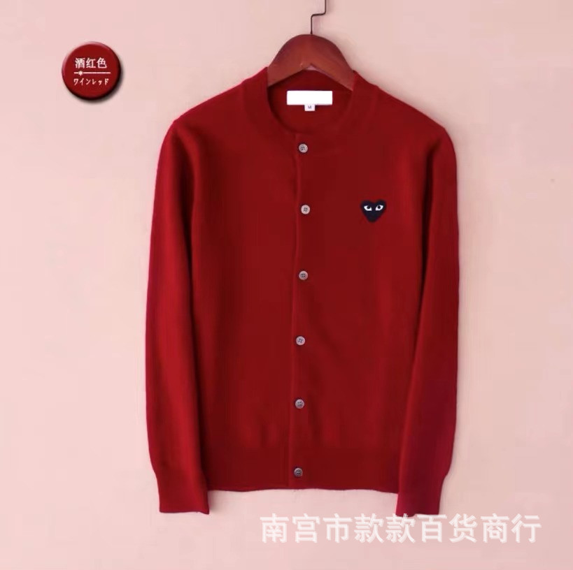 日本のニットセーター、川久保田風セーター、カーディガン、カップル・親子お揃い、メンズゆったりハート柄ウールセーター、保陵風インナー