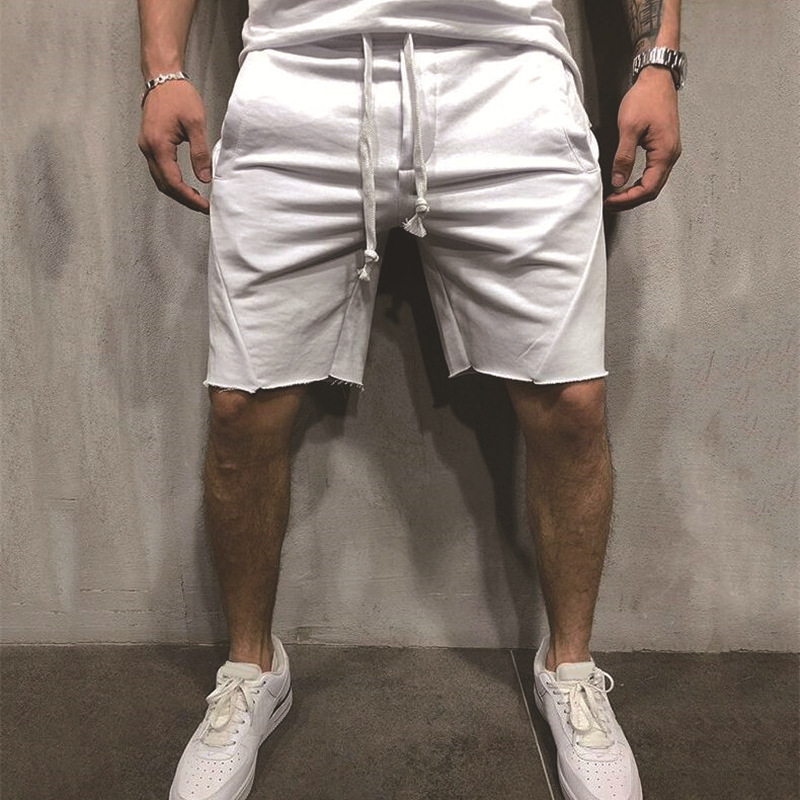 Polyester Fabric Type Men's Solid Color Casual Sports Loose Men's Bottoms