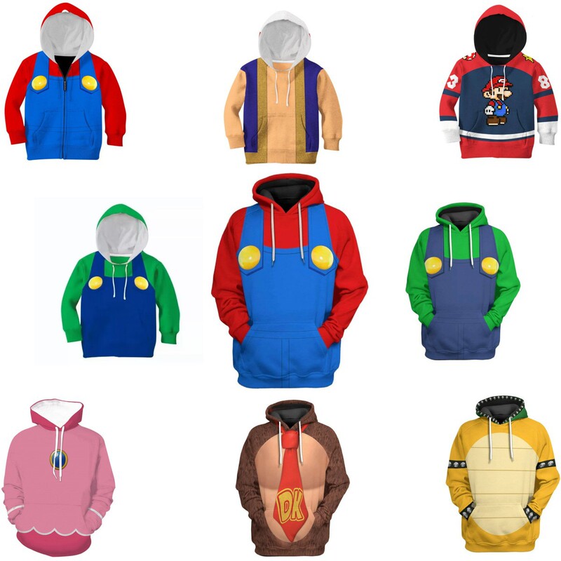 2023 New Super Mario Mario Series Cosplay Animation Digital Printing Family Sweatshirt 2023 New Super Mario Mario Series Cosplay Animation Digital Printing Family Sweatshirt