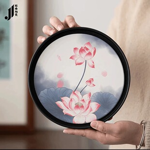 Bamboo round quick-drying absorbent tea tray dry bubble tray ceramic household pot bearing small tea table tray draining kung fu tea set