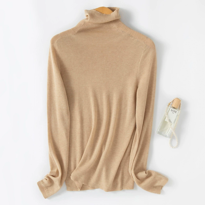 2025 весна-лето новая полугольф из камвольной шерсти однотонный свободный пуловер с манжетами и ромбовидным низом