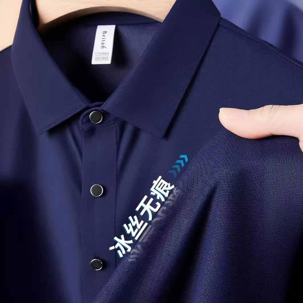 Traceless ice silk overalls custom quick-drying clothes short sleeve men's cultural polo shirt logo company group clothes