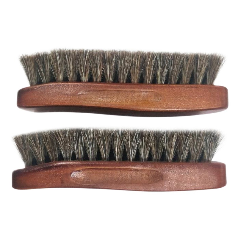 Cepillo tipo barco de madera maciza cepillo de zapatos de piel de caballo cepillo de zapatos de piel suave zapatos de cuero de cerdas de caballo zapatos de cuero multifuncionales cepillo de zapatos de aceite gris