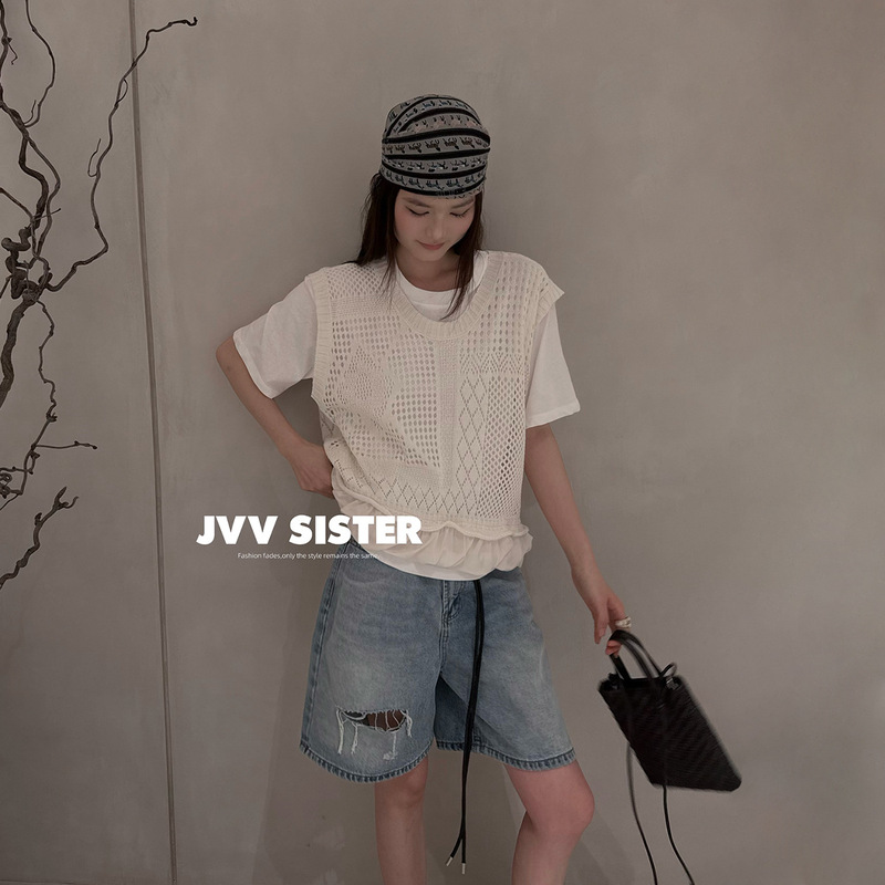 [Special Offer, No Refunds or Exchanges] Original Price 169, Stylish Layered Top, Faux Two-Piece Casual Short-Sleeve T-Shirt for Women 01017