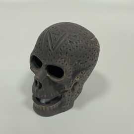 万圣节火炉烧烤派对装饰仿真骷髅头道具恐怖陶瓷摆件跨境