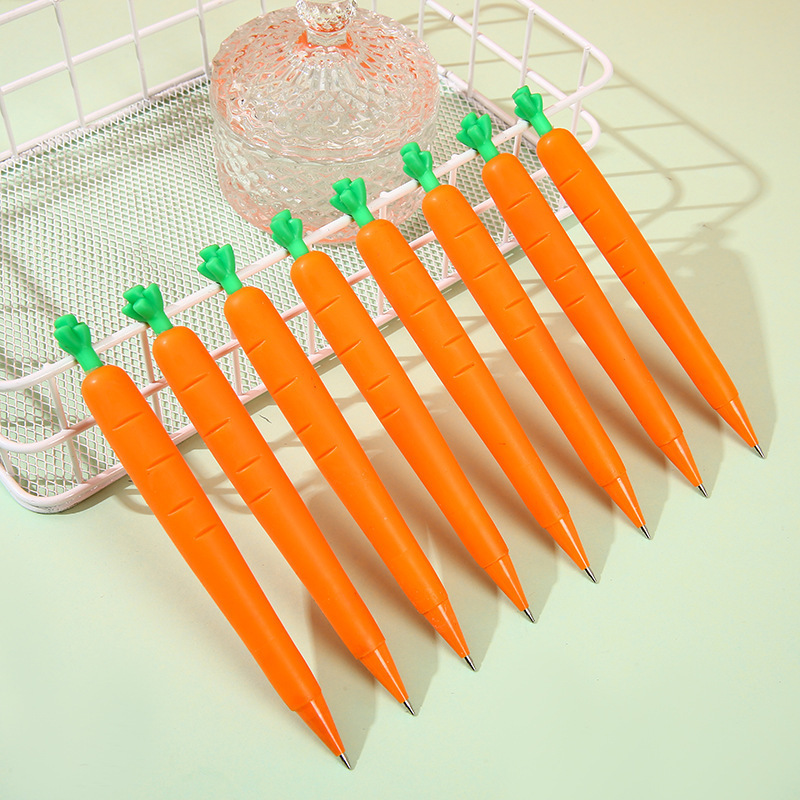 Estudiante 0,5mm lápiz automático de actividad automática lápiz de dibujos animados zanahoria pequeña papelería fresca pluma de escritura