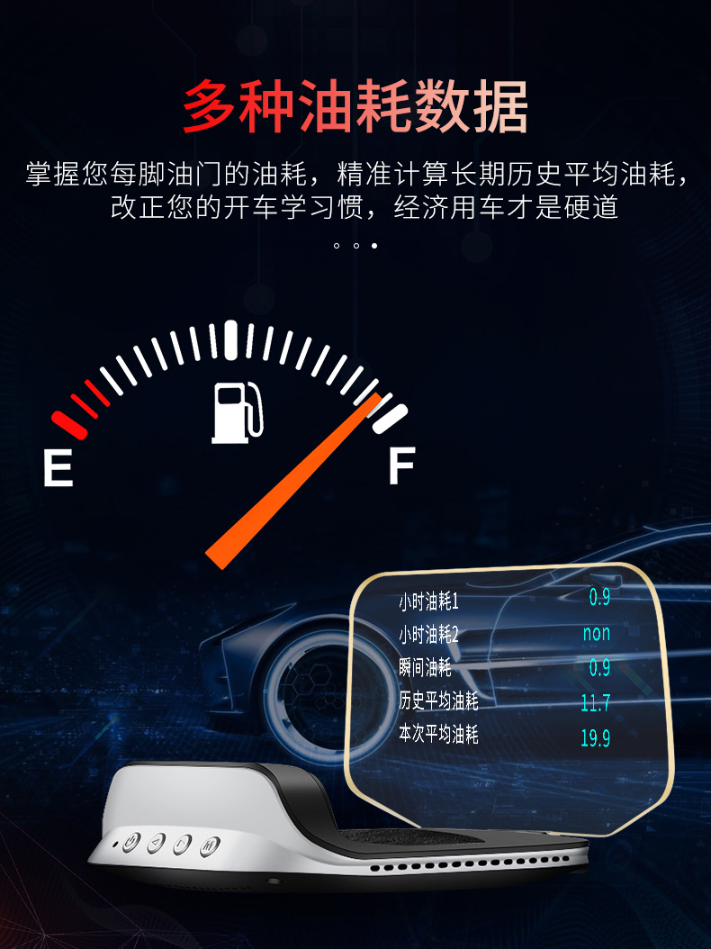 Weiying car display screen Car obd2 speed GPS projector no ghosting portable HD head-up display