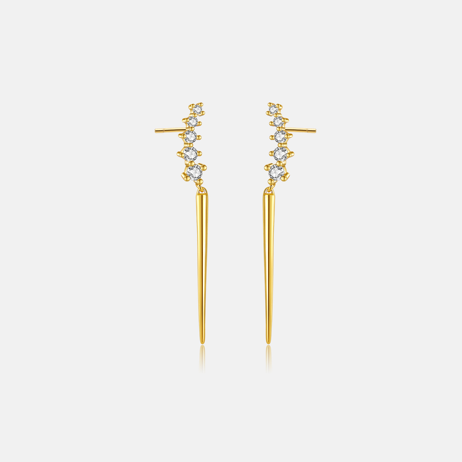 Unisex Gender 1 Pair 925 Sterling Silver Zircon Geometric Drop Earrings Ear Studs