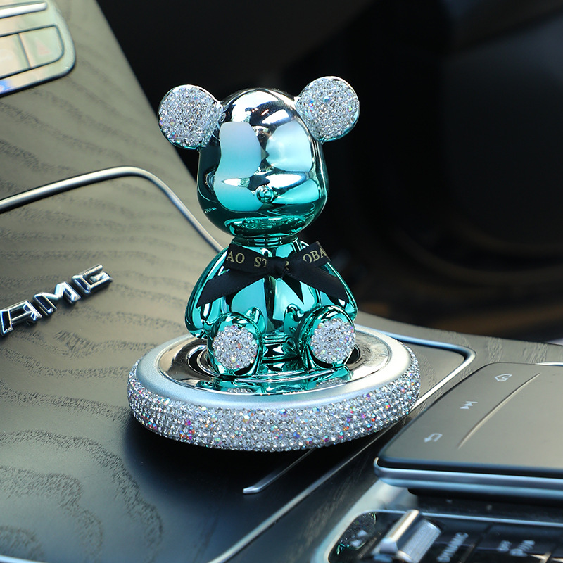 Creative diamond-encrusted shaking head violent bear ornaments car perfume aromatherapy cartoon bear car perfume decorations
