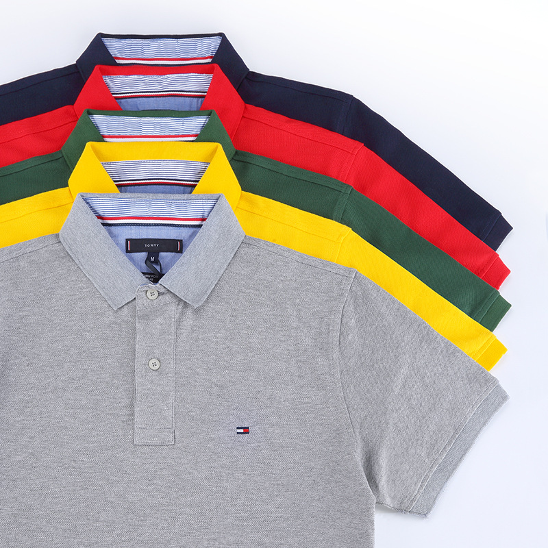 Summer TOMMY Men's Tommy Lapel POLO Shirt Cotton plus size Loose Short-sleeved Casual T-shirt Men's One Piece Hair