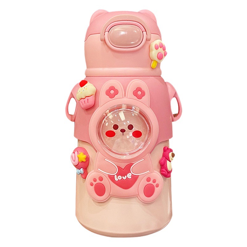 Internet celebridad diversión taza de vacío para niños 316 grado alimenticio estudiante de Kindergarten crossbody paja taza de agua hervidor de agua de regalo