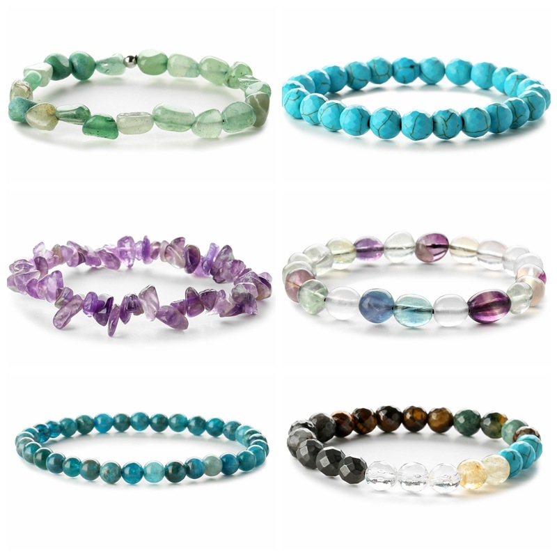 Pulsera de grava de amatista de cristal natural de Europa y América de las mujeres corte azul turquesa pulsera de ojo de tigre en forma de pulsera de aventura verde