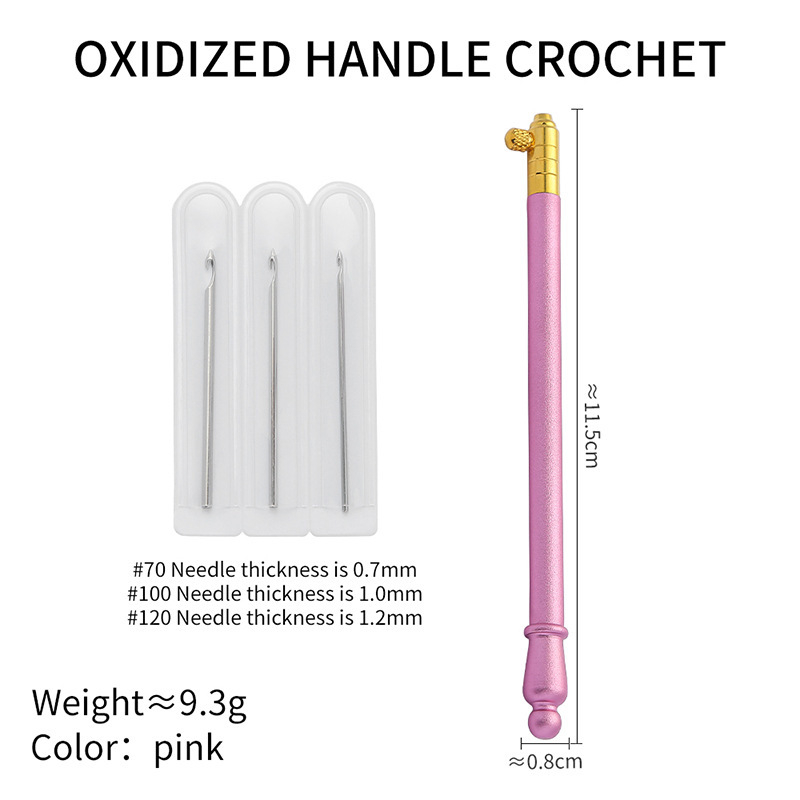 Aguja de gancho de bordado inverso de haya de lentejuela francesa transfronteriza, cinturón de aguja de bordado francés, aguja de gancho de luneville de metal de 3 agujas