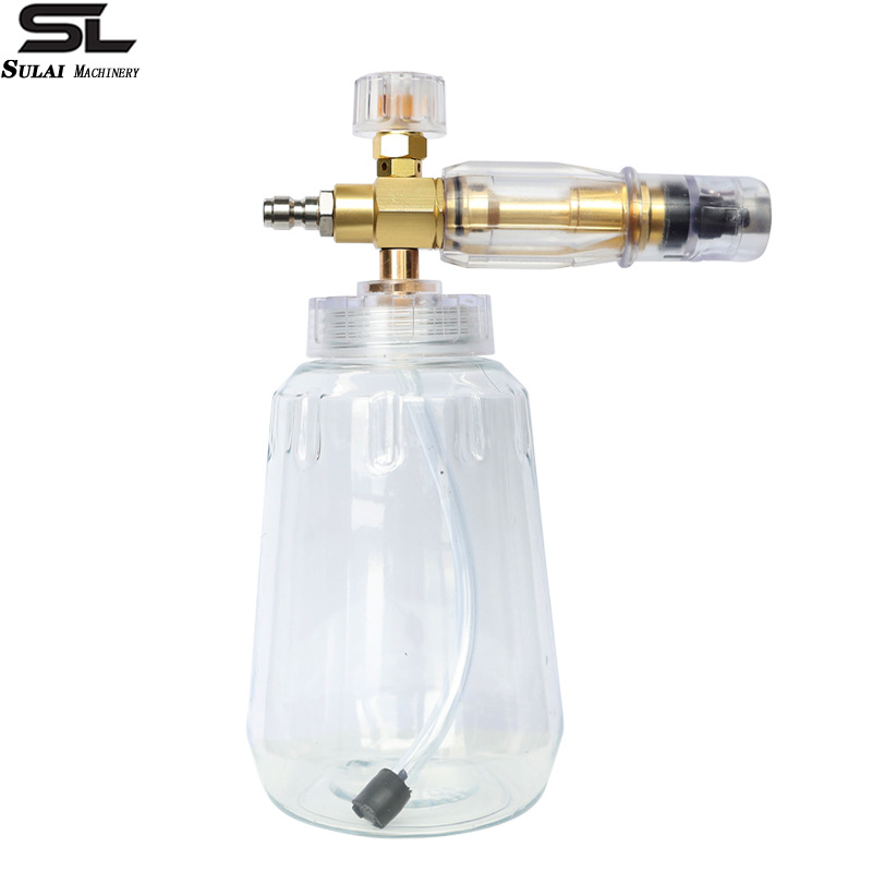 厂家直销泡沫壶透明款1000ml高压清洗水枪扇形喷嘴pa壶可调节批发