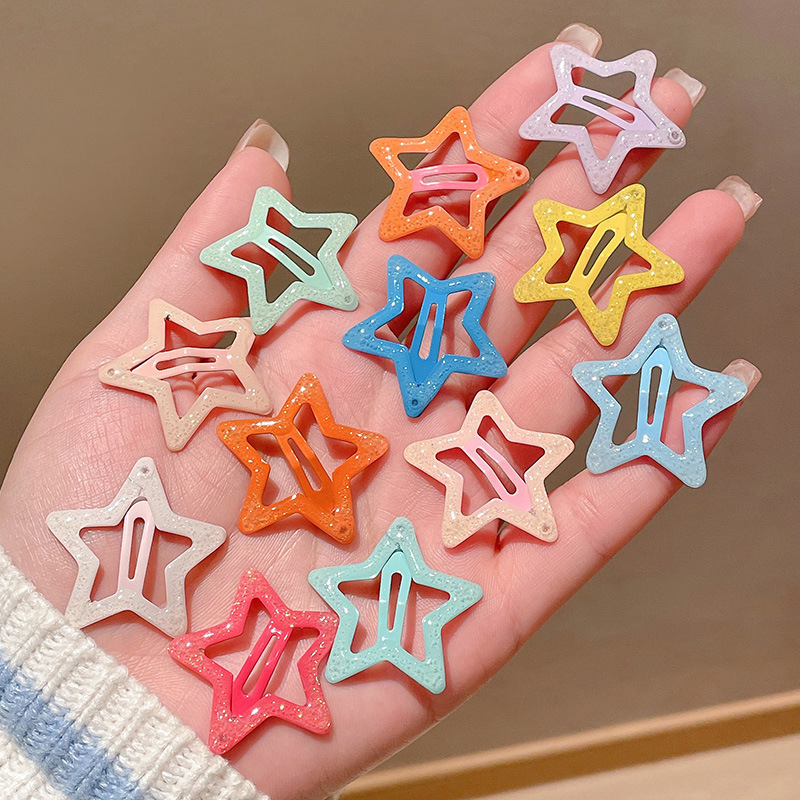 48# inner glitter star clip mixed color-3cm