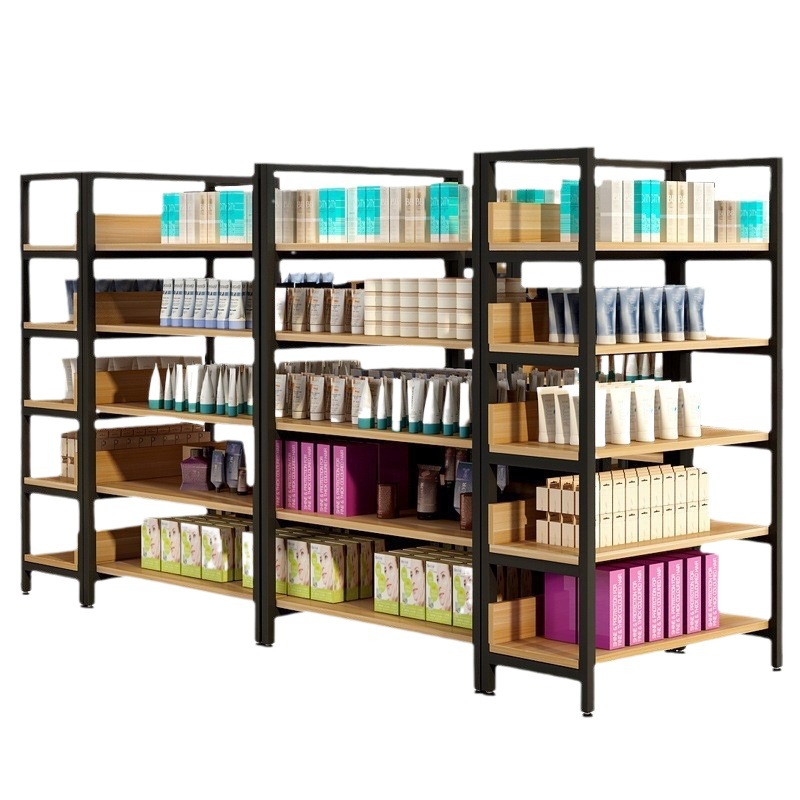 Estanterías de doble cara para tiendas de productos para bebés y madres, tiendas de calzado, estantes de exhibición tipo isla, estantes de almacenamiento combinados de varias capas para promociones de supermercados
