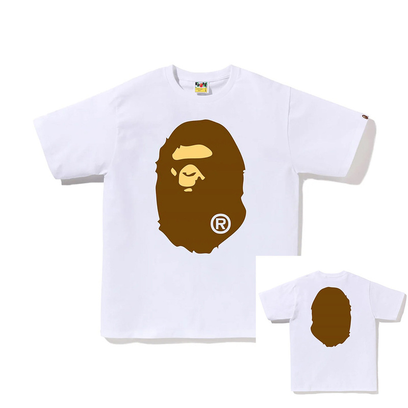 APE Ape トレンドブランド 外国貿易 ヘビーウェイト ピュアコットン ラウンドプリント ユニセックス ゆったり プレミアム 半袖 Tシャツ 25SS|undefined