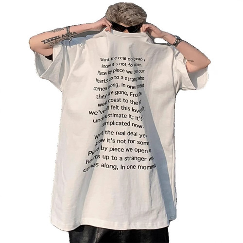 Heavyweight printed short-sleeve T-shirt for men, American trendy brand, Instagram color-blocked T-shirt, niche design sense, cool and stylish top.