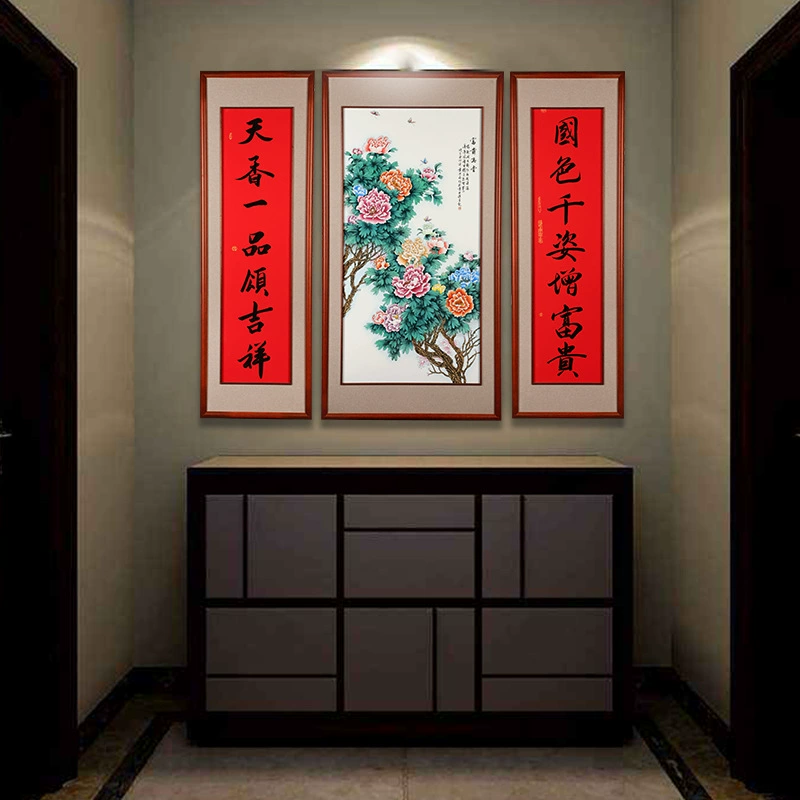 hand-painted porcelain plate paintings, calligraphy and paintings in the nave, hand-written nave paintings, rural hall hanging paintings, Jingdezhen ceramic living room decoration paintings