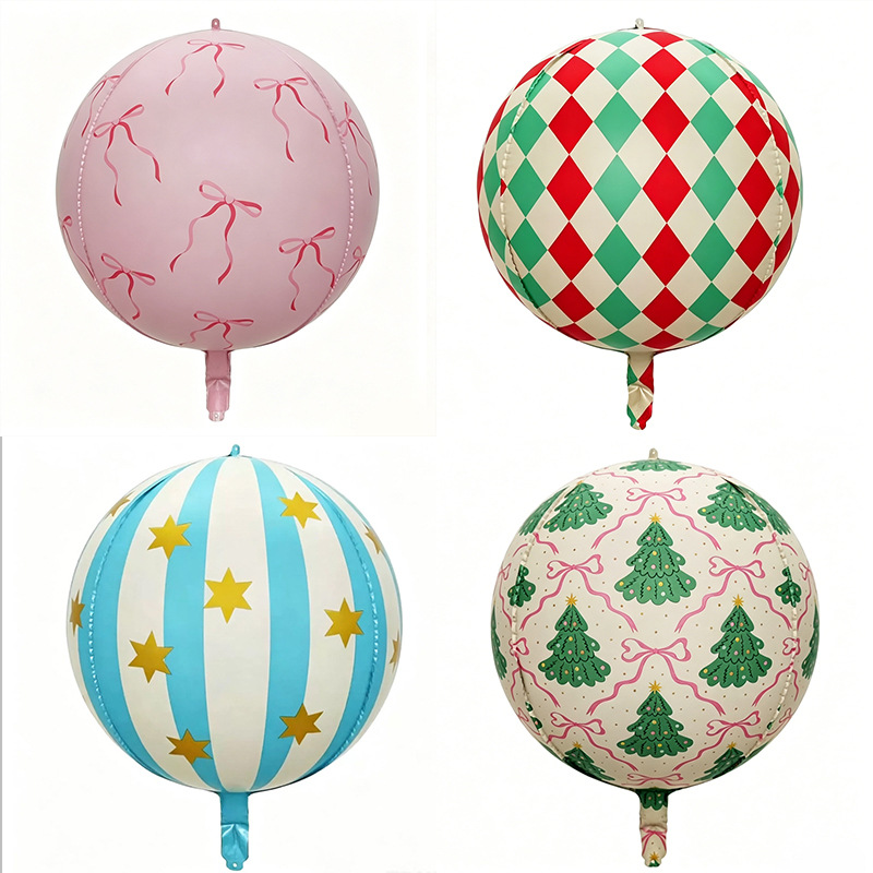New 22-Inch 4D Round Striped Star Bow Balloon for Boys and Girls 