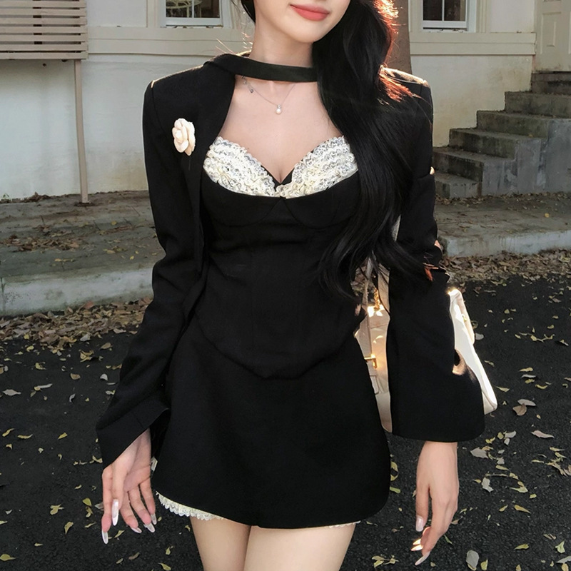 【娇奢贵贵】法式气质御姐风显瘦短外套抹胸裙裤套装女秋季两件套|undefined