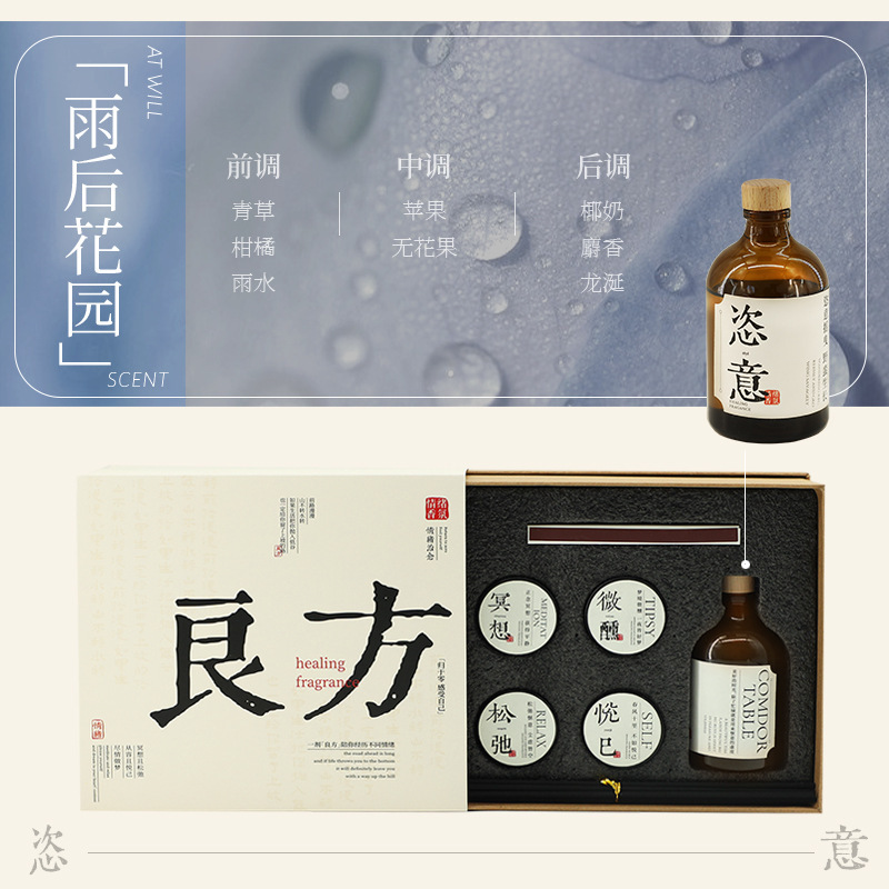 香圣良方无火香薰礼盒复古茶蜡香薰蜡烛套装高级香氛国潮室内香熏|undefined