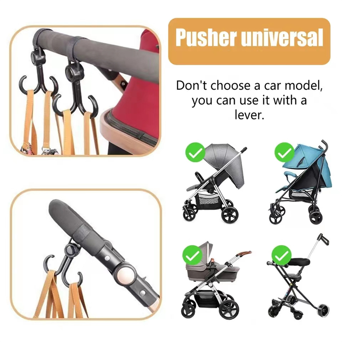 Baby stroller car hook universal auxiliary storage anti-fall electric hook rotatable hook bag