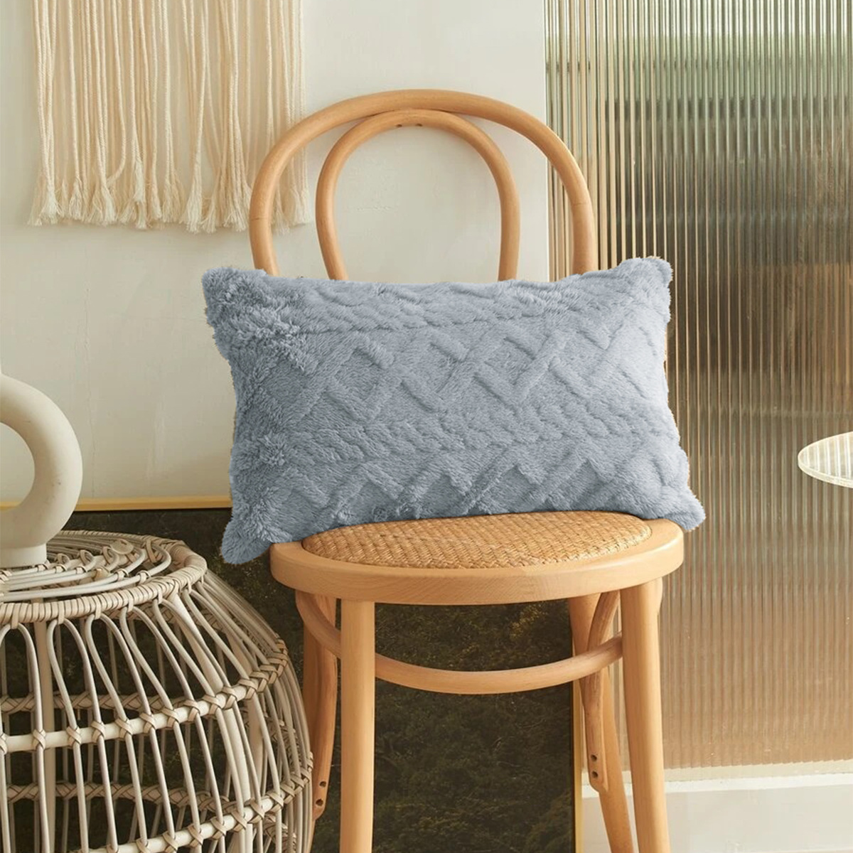 Funda de almohada jacquard de doble cara trenzada transfronteriza, funda de almohada de felpa para sofá, no incluye núcleo de almohada TEMU, envío directo