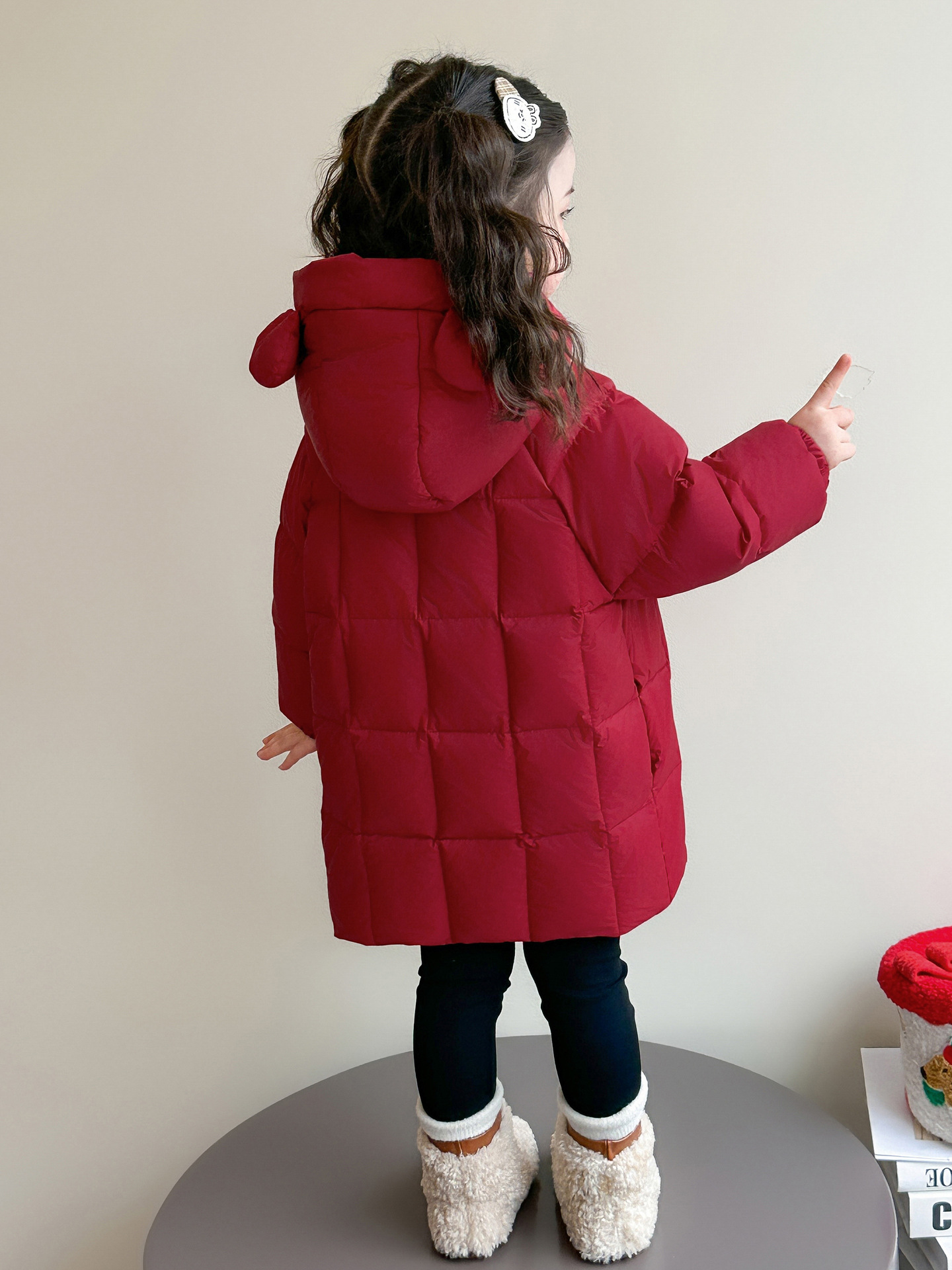 Chaqueta de invierno para niñas chaqueta de plumón blanca chaqueta de invierno para bebés chaqueta de plumón rojo medio largo chaqueta de invierno para niños