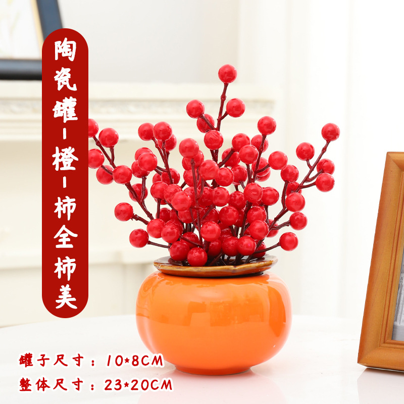 2024 decoración de Año Nuevo pequeño Fu cubo caqui Ruyi decoración de frutas rojas Año Nuevo Fortuna fruta dragón año primavera Festival decoración suministros