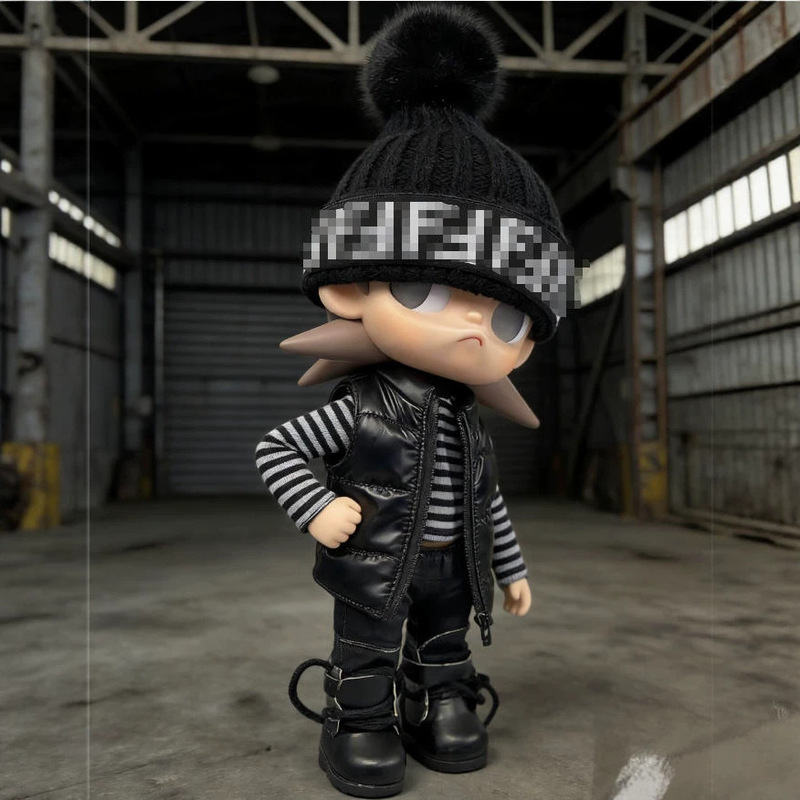 20cm Zsiga Gazi Sister Doll Outfit Black Hat with Striped T-Shirt down Vest Martin Boots Set 20cm Zsiga Gazi Sister Doll Outfit Black Hat with Striped T-Shirt down Vest Martin Boots Set