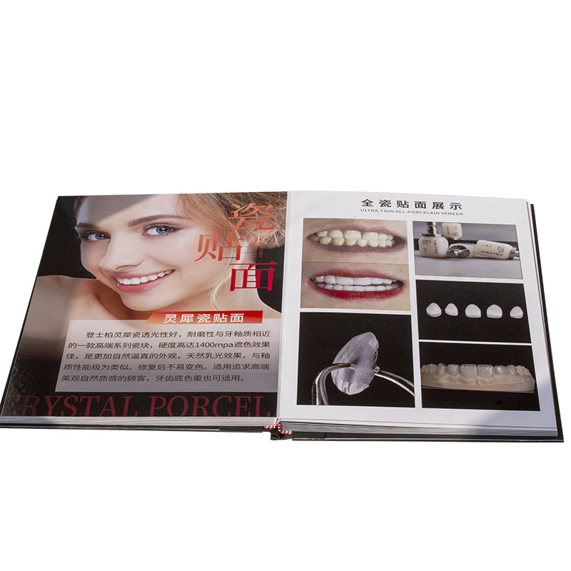 Los dientes de chapa de cerámica de cristal álbum de exhibición material dental consumibles promocionales diente comunicación álbum