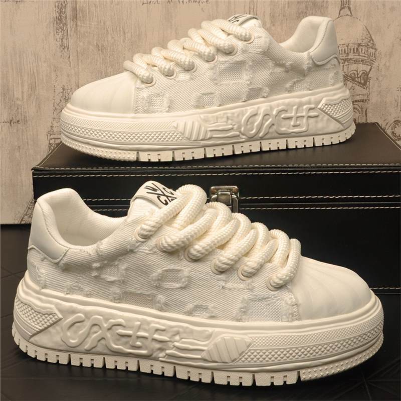Trendy Brand White Sneakers 2025 New Model Breathable Lightweight Casual Shoes College Style Youth Korean Version Men's Canvas Shoes