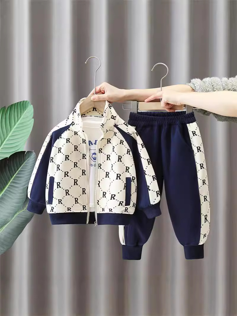 6156 traje deportivo para niños 2024 primavera y otoño nuevo estilo rufián guapo moda para bebés ropa de otoño marca de moda para niños de dos piezas image 1