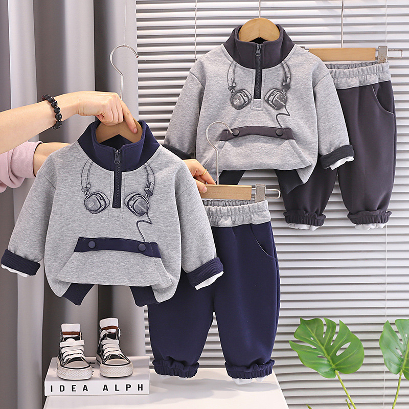 Boys' Spring and Autumn Casual Outfit, 2026 Stylish Children's Set, Baby Hoodie with Half-Zip, New Two-Piece Set for Spring Boys' Spring and Autumn Casual Outfit, 2026 Stylish Children's Set, Baby Hoodie with Half-Zip, New Two-Piece Set for Spring