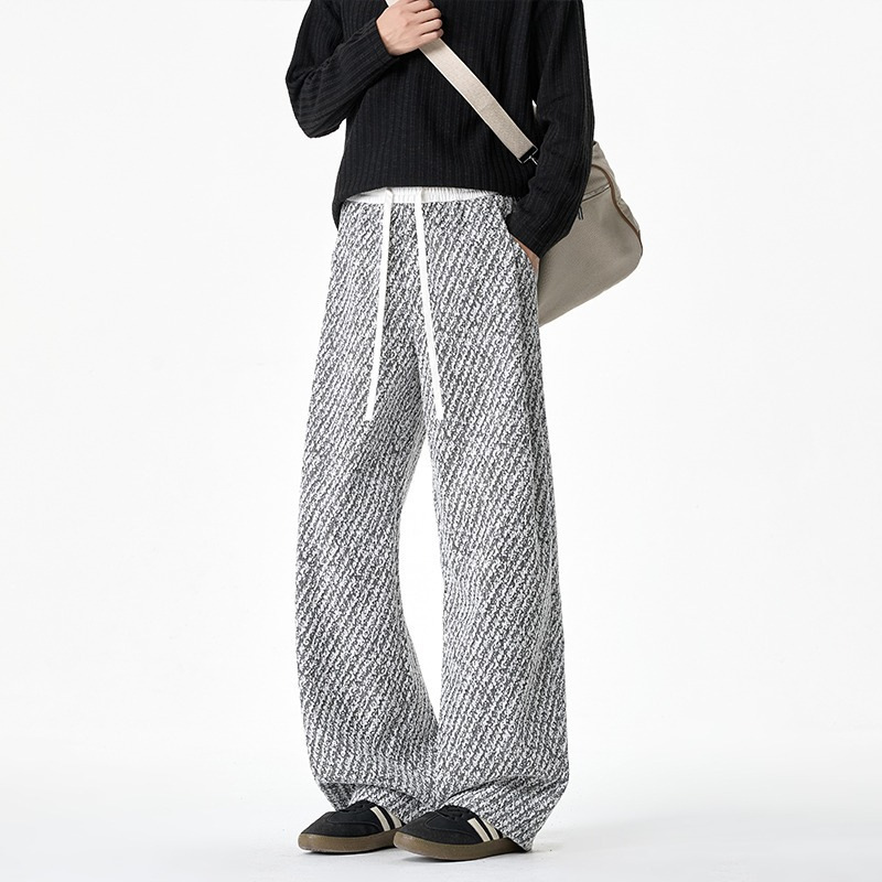 2026 Men's Casual Pants, New Spring and Autumn Style, Loose Straight American Style Trendy Wide-Leg Floor-Length Jacquard Trousers 2026 Men's Casual Pants, New Spring and Autumn Style, Loose Straight American Style Trendy Wide-Leg Floor-Length Jacquard Trousers