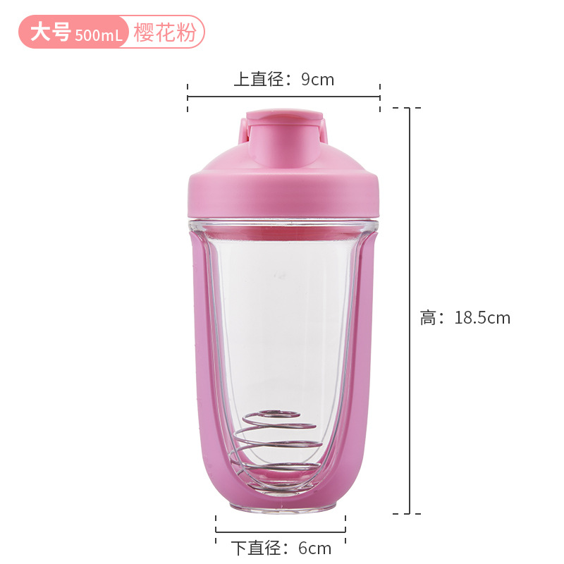 500ml taza de plástico de gran capacidad de una sola capa de polvo de proteína batido de leche portátil en forma de U portable taza de agua deportiva