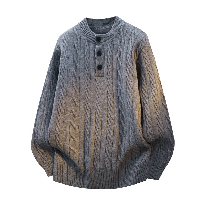 老钱风亨利领麻花毛衣冬季新款慵懒宽松针织衫保暖男士内搭打底衫，男装针织衫/毛衣，星座614