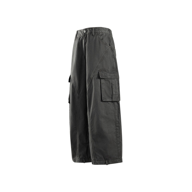 Large Pocket Design Men's And Women's Loose Wide-leg Workwear Trousers