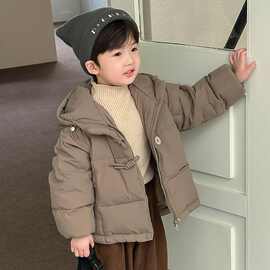 儿童短款棉服2025冬季新款男女童保暖加厚加棉外套连帽宝宝时尚