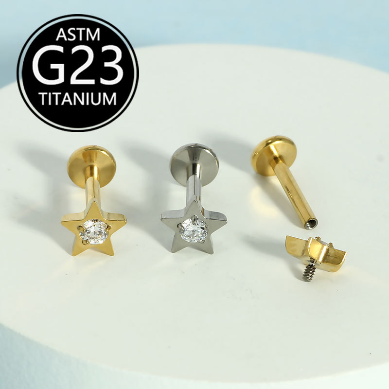 Labret piercing jewelry detail image
