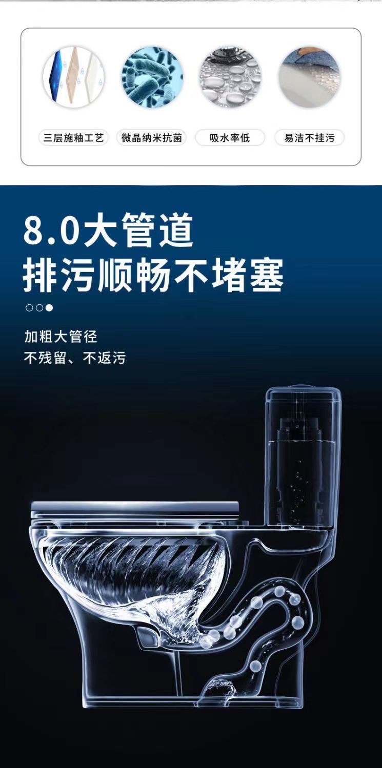 Rental housing toilet, bathroom toilet, household small-sized toilet, siphon anti-clogging and anti-odor direct flush toilet undefined