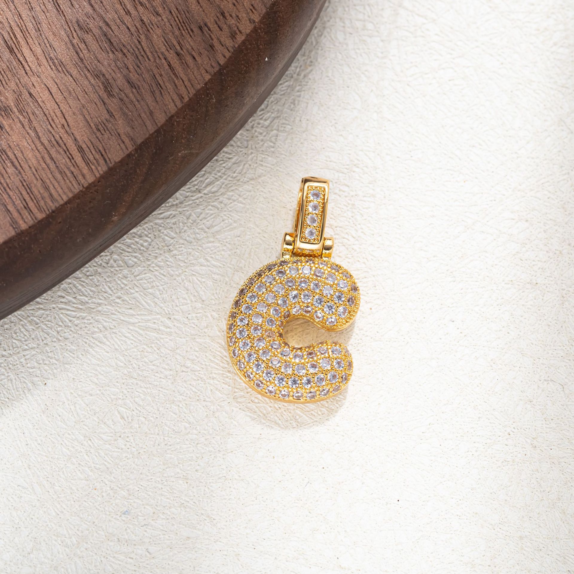7g Weight Pendant Jewelry Making Type Golden Plated Plating Material Zircon Inlay Material 1 Piece Quantity Casual Occasion Copper Material Letter Pattern Women's Gender Simple Style Style Plating Craft 1 Piece Copper Zircon Letter Pendant 4