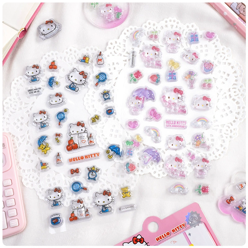 3D Sticker Hello Kitty — embossed cartoon stickers, assorted Sanrio designs, small sheets